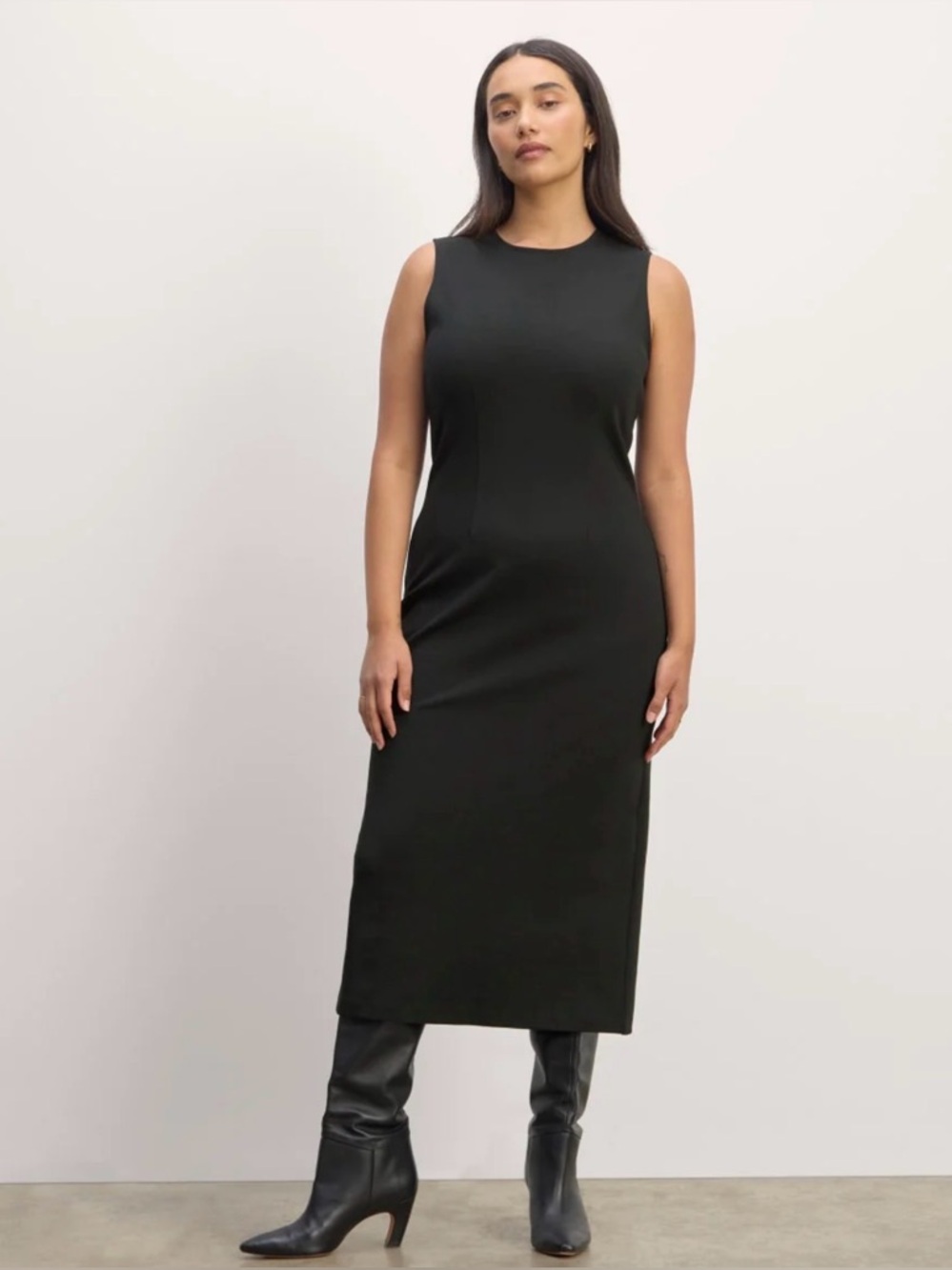 Everlane THE DREAM '90S MIDI DRESS Sleeveless Black Basic Minimalist S Excellent